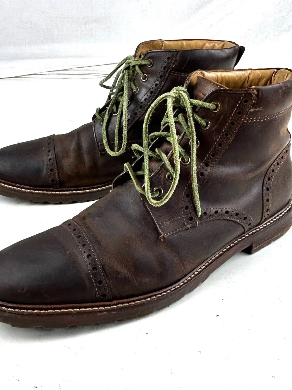 Florsheim Brown Leather Wingtip Brogue Cap Toe Boots, Men’s 11D 11874-215